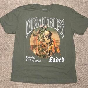 Paradise Lost “Memories Faded” Graphic Tee Olive Green Size XL NWOT
